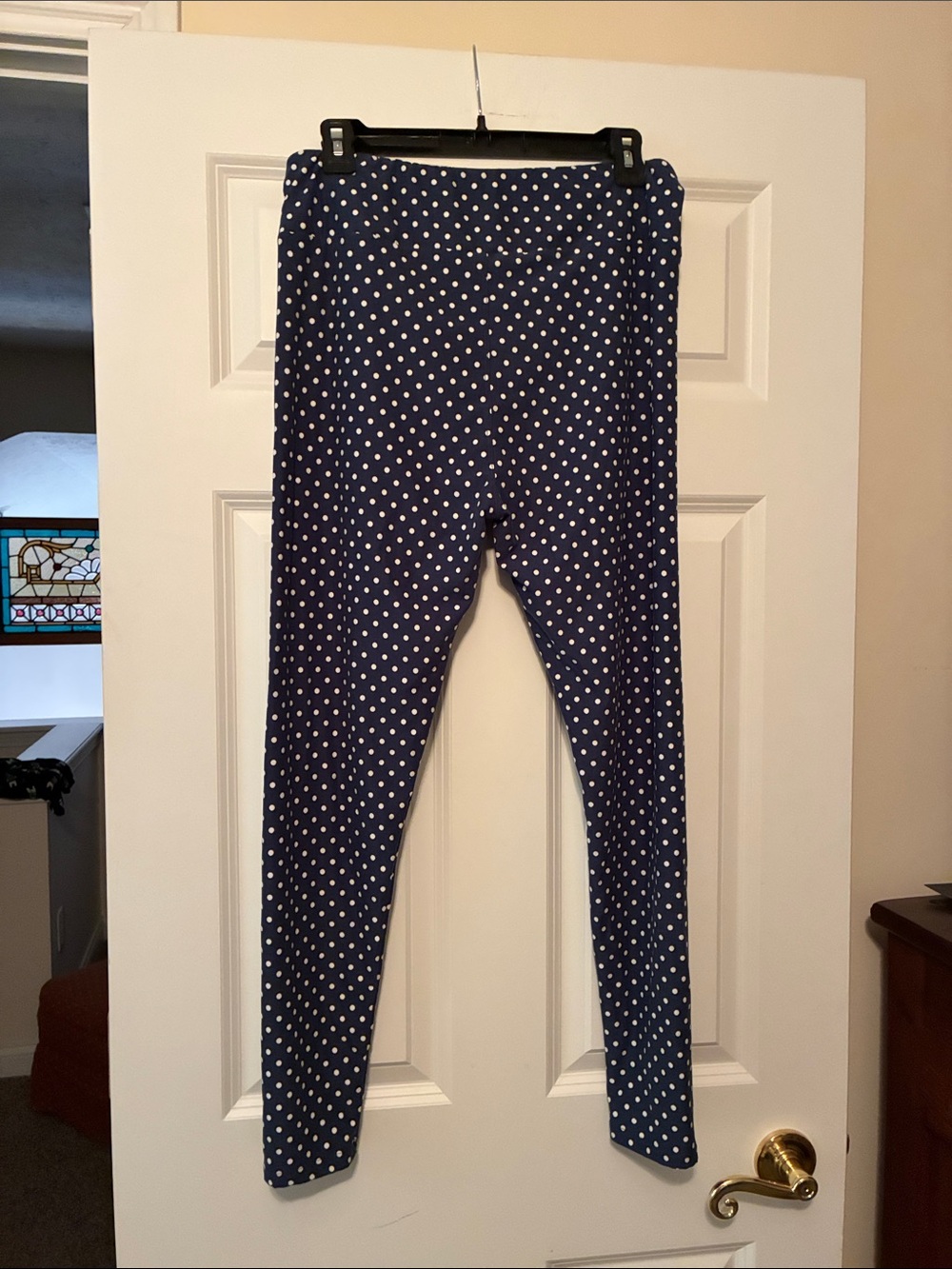 LuLaRoe Navy Blue Polka Dot Leggings